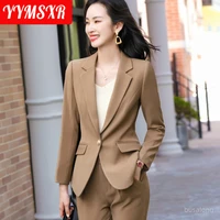 professional womens trousers two piece suit 2022 new winter high quality elegant casual ladies jacket trousers