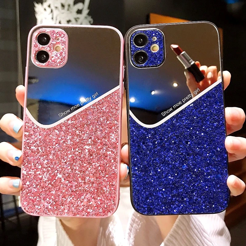 

Luxury Mirror Glitter Phone Case for IPhone 12 11 Pro Max X Xs Max XR Mini 7 8 Plus SE 2020 Shockproof Protection Cases Cover