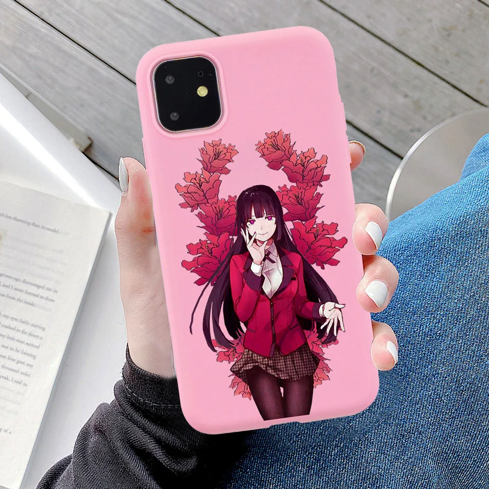 

Hot Anime Kakegurui Jabami Yumeko Pink Soft Silicone Phone case For iPhone 12 11 Pro Max 8 7 6 6S Plus XR X XS Max SE2020 Coque