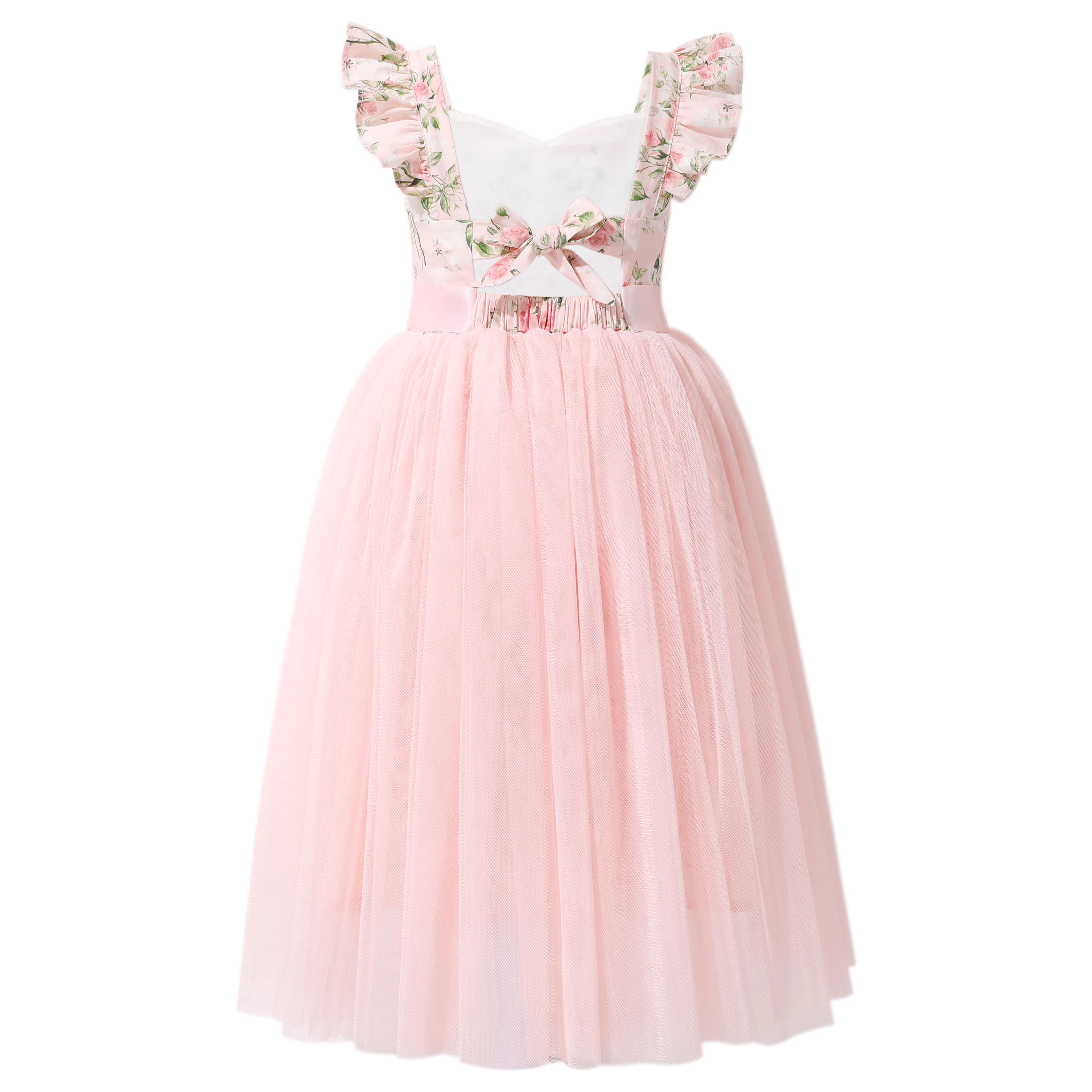 

Flofallzique Girl Tutu Dress New Vintage Rose Flower Pattern Kids Casual Fashion Party Wedding Birthday Celebration Clothes