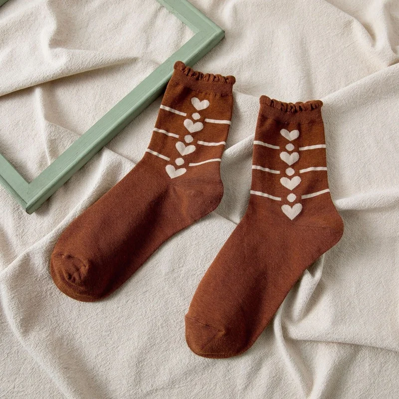 

Cartoon Women Socks Heart Cotton Sock Lovely Ladies Colorful Unisex High Casual Soft Sox Girls Spring Autumn Trendy Skarpetki