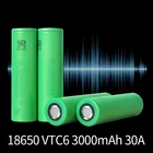 Литий-ионный аккумулятор VTC6 18650, перезаряжаемая батарея 3,7 в, 3000 мАч, 30 А, для высокомощных инструментов, фонариков
