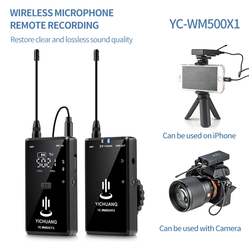 YC WM500X1 20 каналов УВЧ беспроводной петличный микрофон системы для цифровых