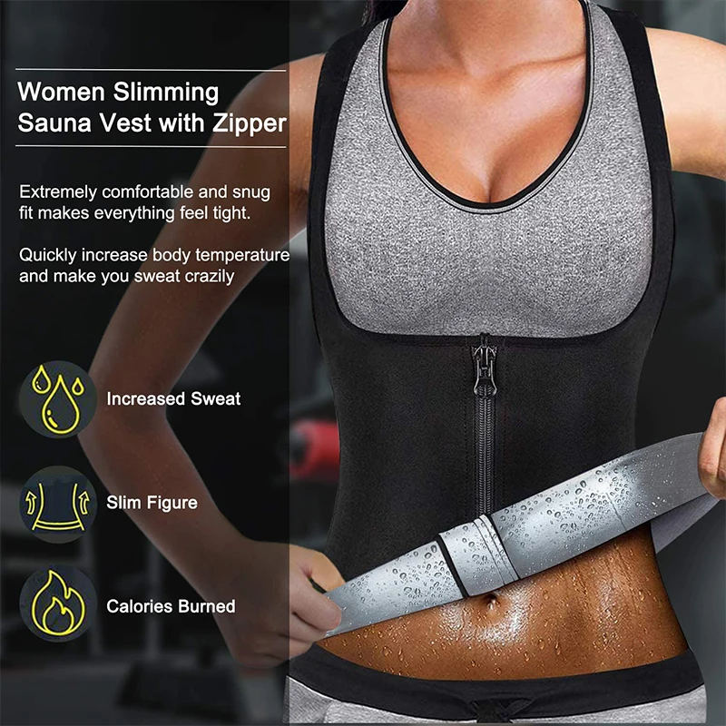 skims shapewear Women Sauna Shaper Vest Thermo Sweat Shapewear Tank Top Slimming Vest Waist Trainer Corset Gym Fitness Hot Workout Zipper Shirt maidenform shapewear