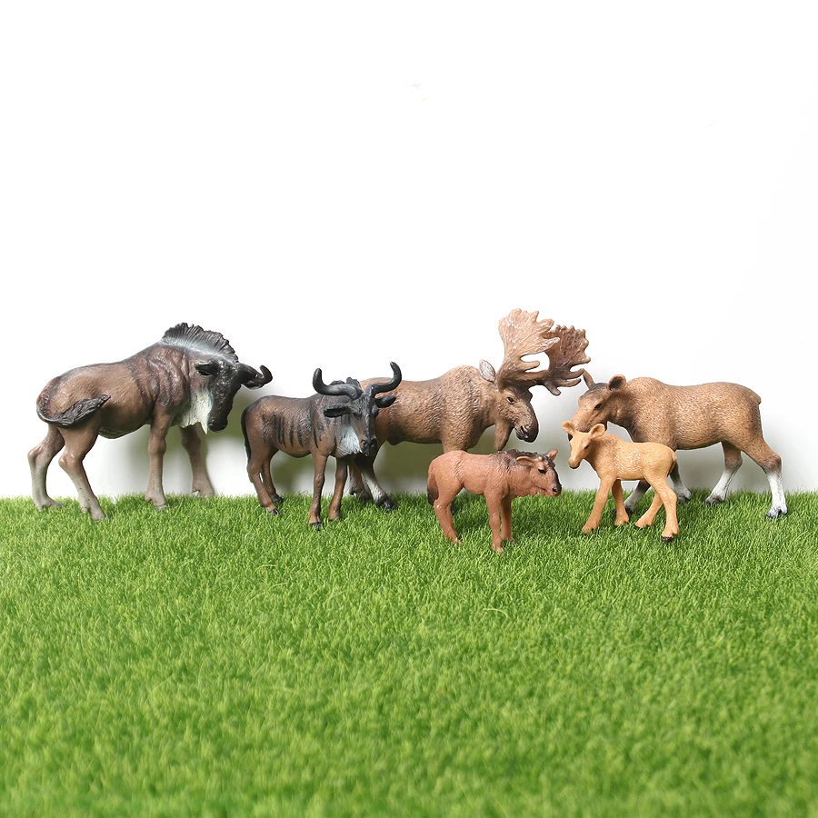 Реалистичная ручная роспись Дикая природа Wildebeest Moose игрушка фигурка модель