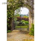 Laeacco Весенний сад Арка ворота деревья трава Живописный пейзаж фотографии фоны для новорожденных портрет фоны фотозона