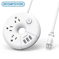 ntonpower mini travel power strip flat plug portable short extension cord desktop charging station for home office dorm room