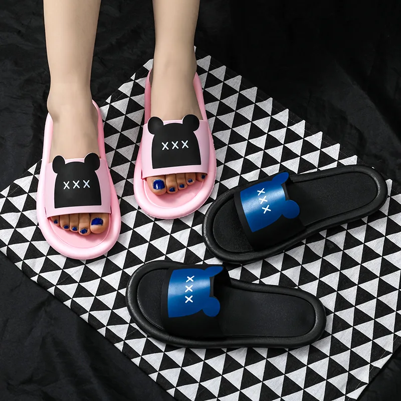 

Cute Bath Non-slip Women Slippers Summer Fashion Soft Sole Slide Sandals Leisure Comfortable Wearable Flat Flip Flop