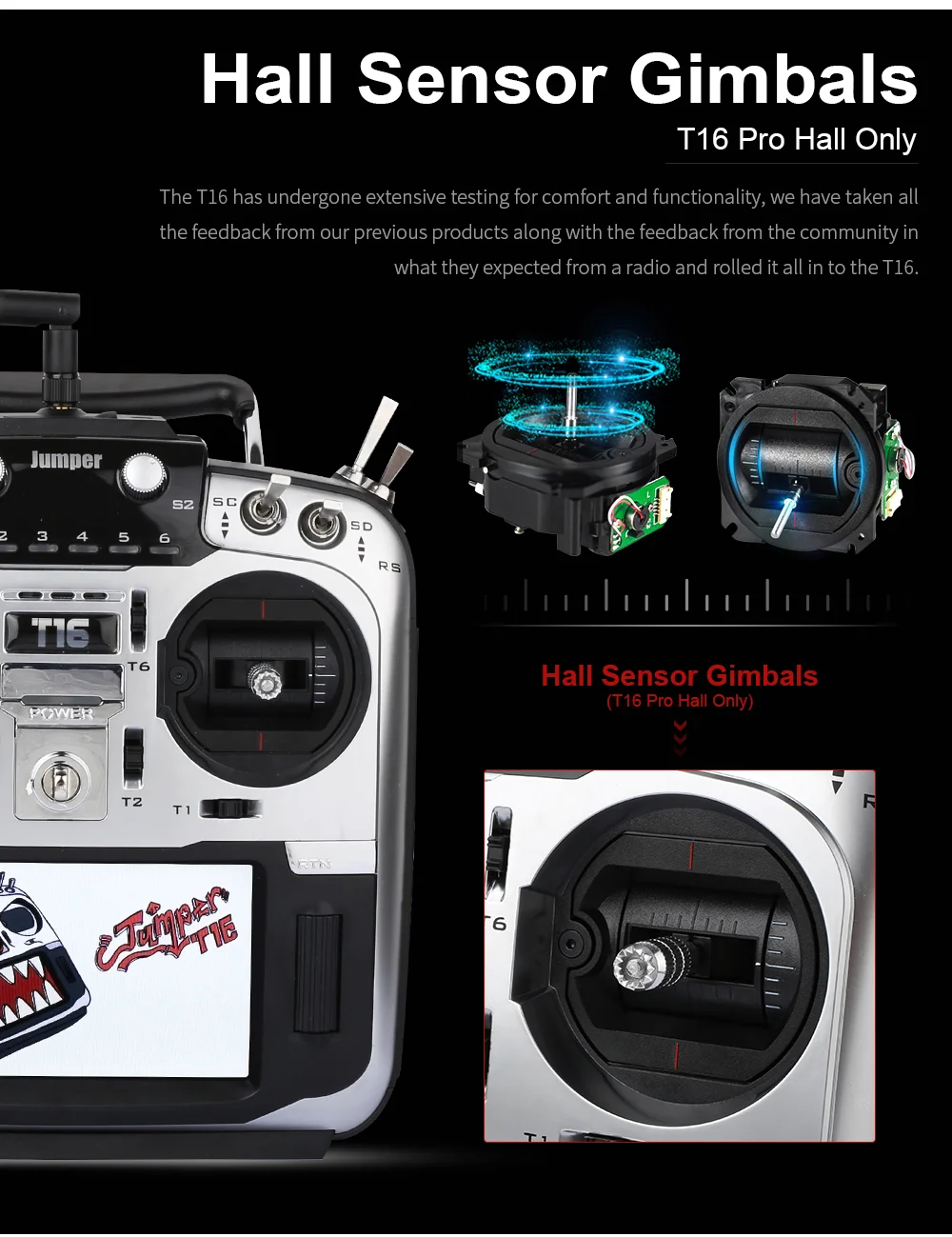 Jumper T16 Pro Hall Gimbal с открытым исходным кодом мультипротокол радиопередатчик JP4-in-1 Moduel JumperTX 2,4G 16CH для гоночного дрона FPV