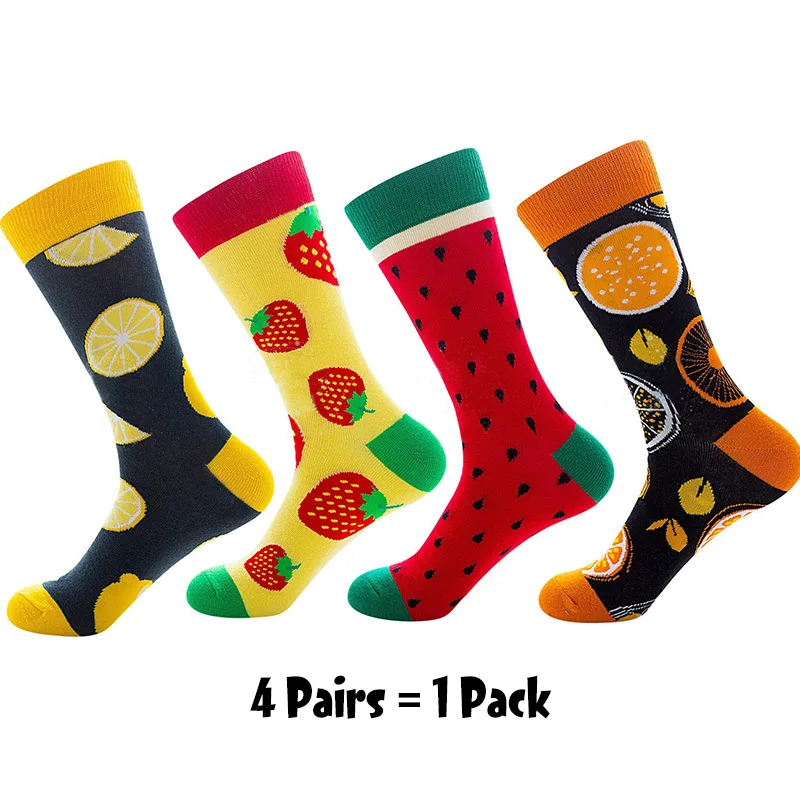 4 пары счастливых носков астронавты кукурузы арбуз полоски Британский ветер хит