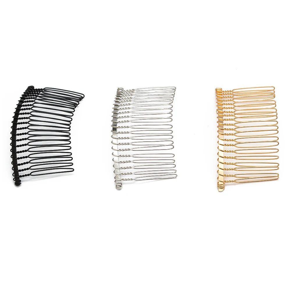 MEIBEADS 10pcs/lot DIY Hair Accessories Hair Supplies Steel Plate Inserted Comb Black Iron Silver 7.5* 3.6cm 20 Teeth UF7559