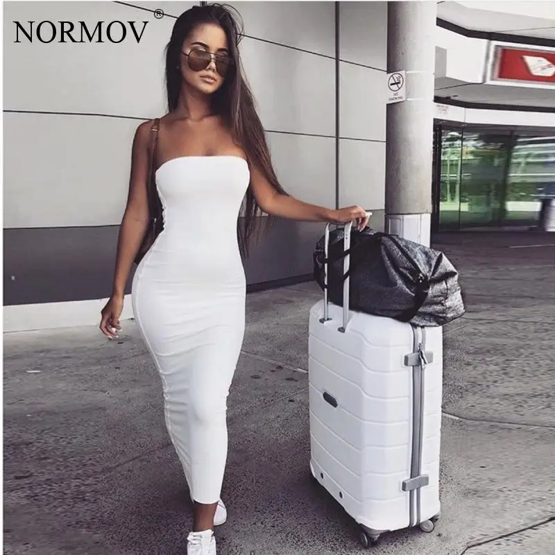 Женское облегающее платье без бретелек NORMOV повседневное прямое летнее рукавов с
