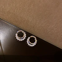 2020 new womens earrings delicate sweet two round pearl earrings for women bijoux korean boucle girl gifts jewelry wholesale