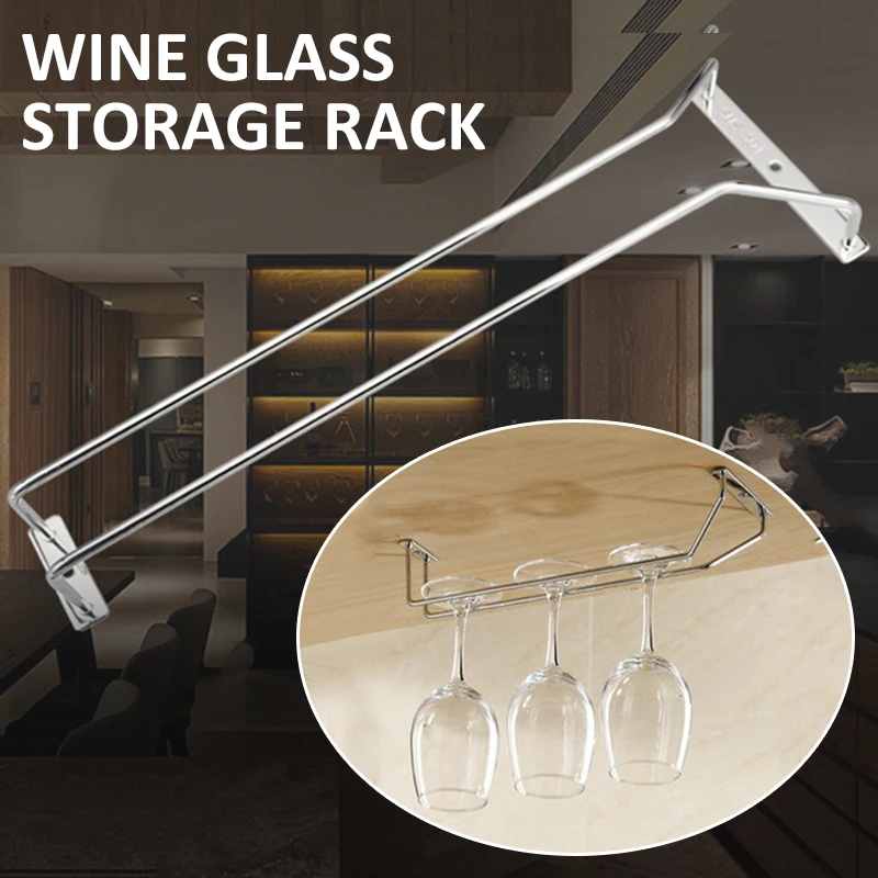 

New 35cm Wine Glass Hanger Stainless Steel Stemware Storage Rack Under Cabinet Shelf Holder Replacement Bar Wine Glass Holders