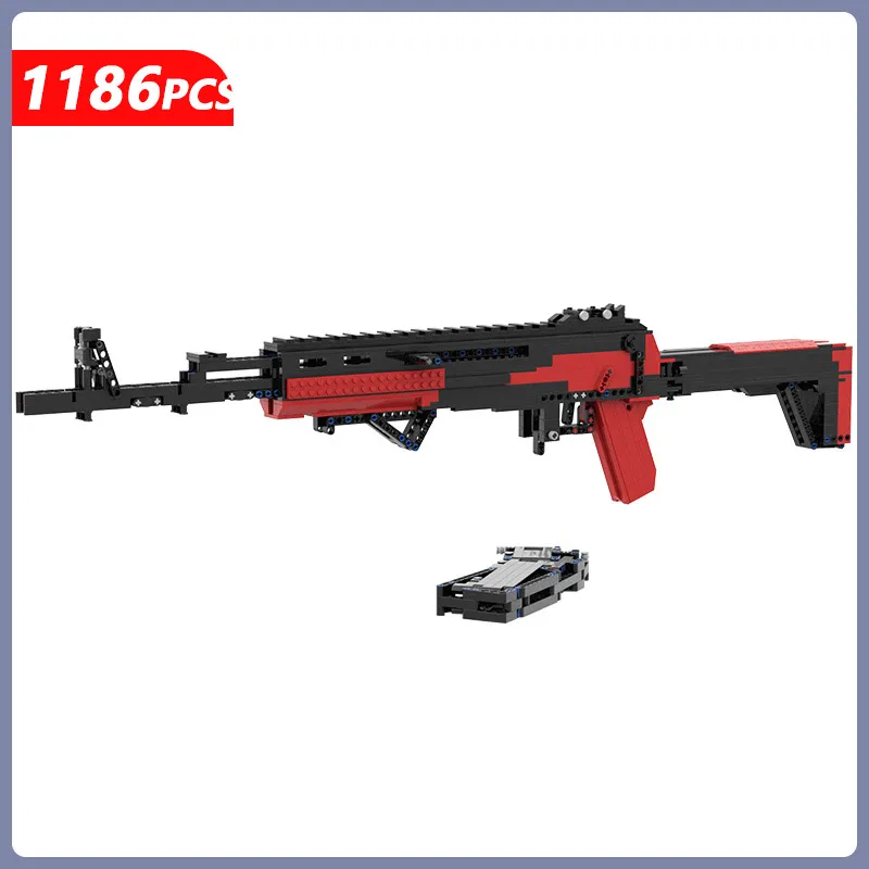 

MOC Military Series AK47 Assault Rifle AKM Gun Building Blocks Soldiers Wars Arms DIY Model Toys For Children Launchable Bricks