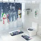 Рождественский Декор для ванной, чехол для унитаза, нескользящий коврик, набор, занавески для душа, зимний домашний коврик, сиденье, Рождественское украшение