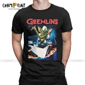 Gremlins Men's T Shirts Gizmo Monster Gremlin 80s Horror Christmas Movie Awesome Tees Round Neck T-Shirts Printed Clothing