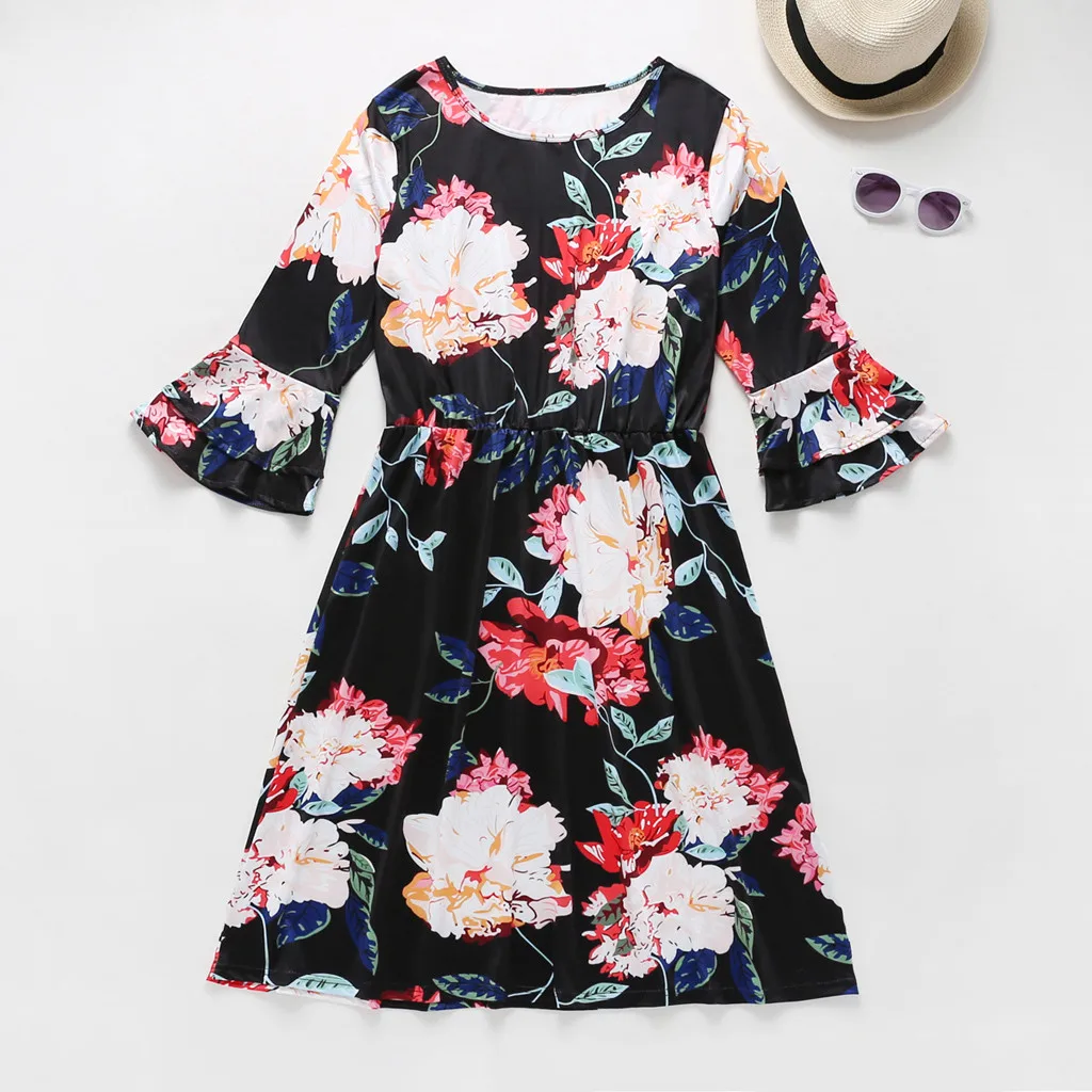 Женское платье с длинным рукавом и круглым вырезом Mommy & Me цветочным принтом для