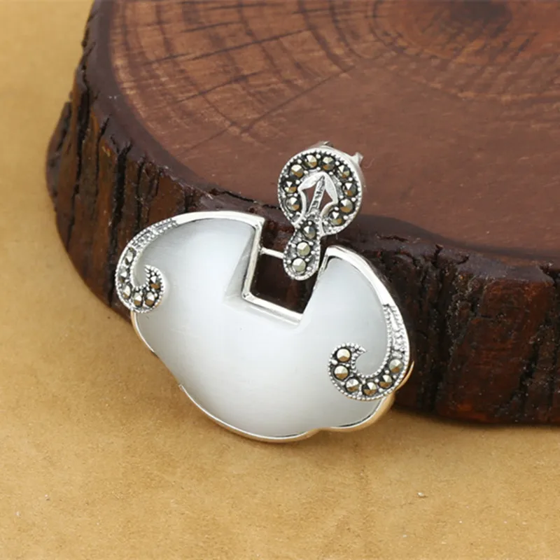 Мужские и женские ювелирные изделия в стиле ретро из тайского серебра с зеленым