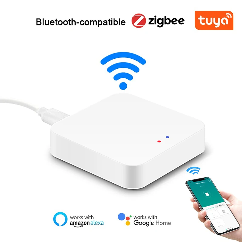 

Шлюз Tuya многорежимный, совместимый с Bluetooth + многопротокольный шлюз связи Zigbee/дистанционное управление через приложение smart Life