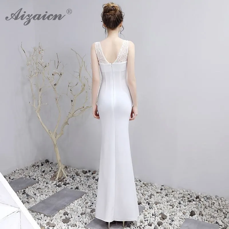 White Sexy Long Cheongsam Mdoern Elegant Slim Qi Pao Women Chinese Evening Dress Qipao Promotion Party Vintage Gown Orientale |