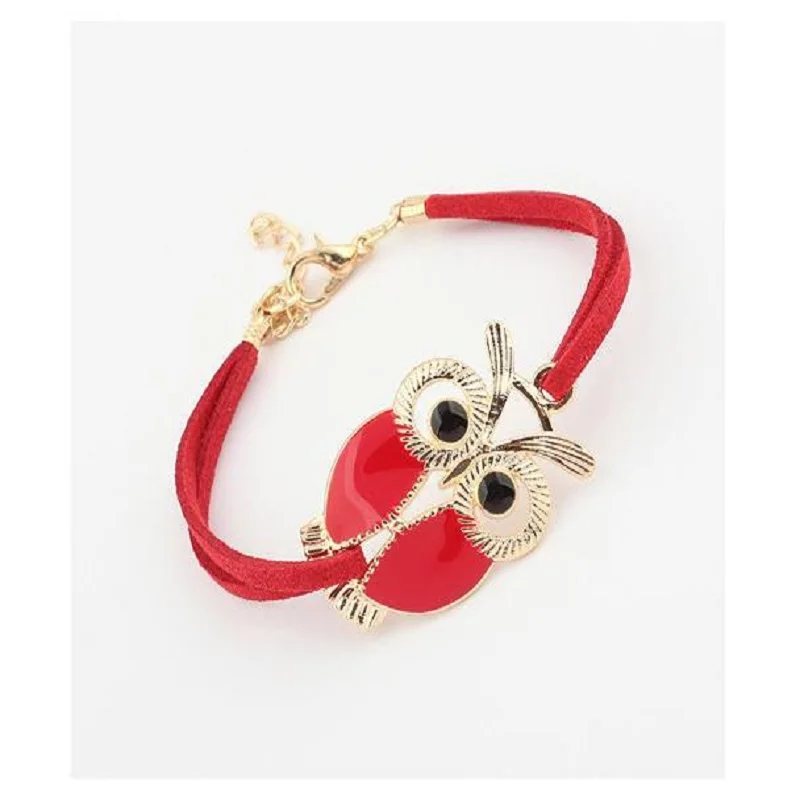 Модный металлический кожаный браслет с совой ювелирные изделия для женщин