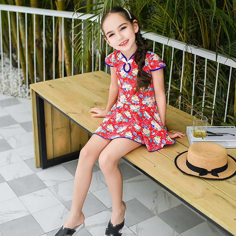 Купальник для девочек юбка костюм 2020 купальники цельный цветок детский