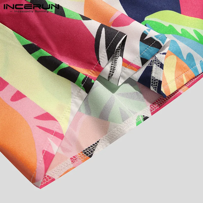 

Man Floral Lapel Hawaiian Beach Tops INCERUN Men Shirts Summer Printed Short Sleeve Blouse Vocation Casual Buttons Shirts S-3XL