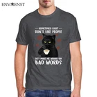 Забавная Мужская рубашка в стиле Харадзюку с изображением черного кота, футболка с коротким рукавом и надписью они меня не любят