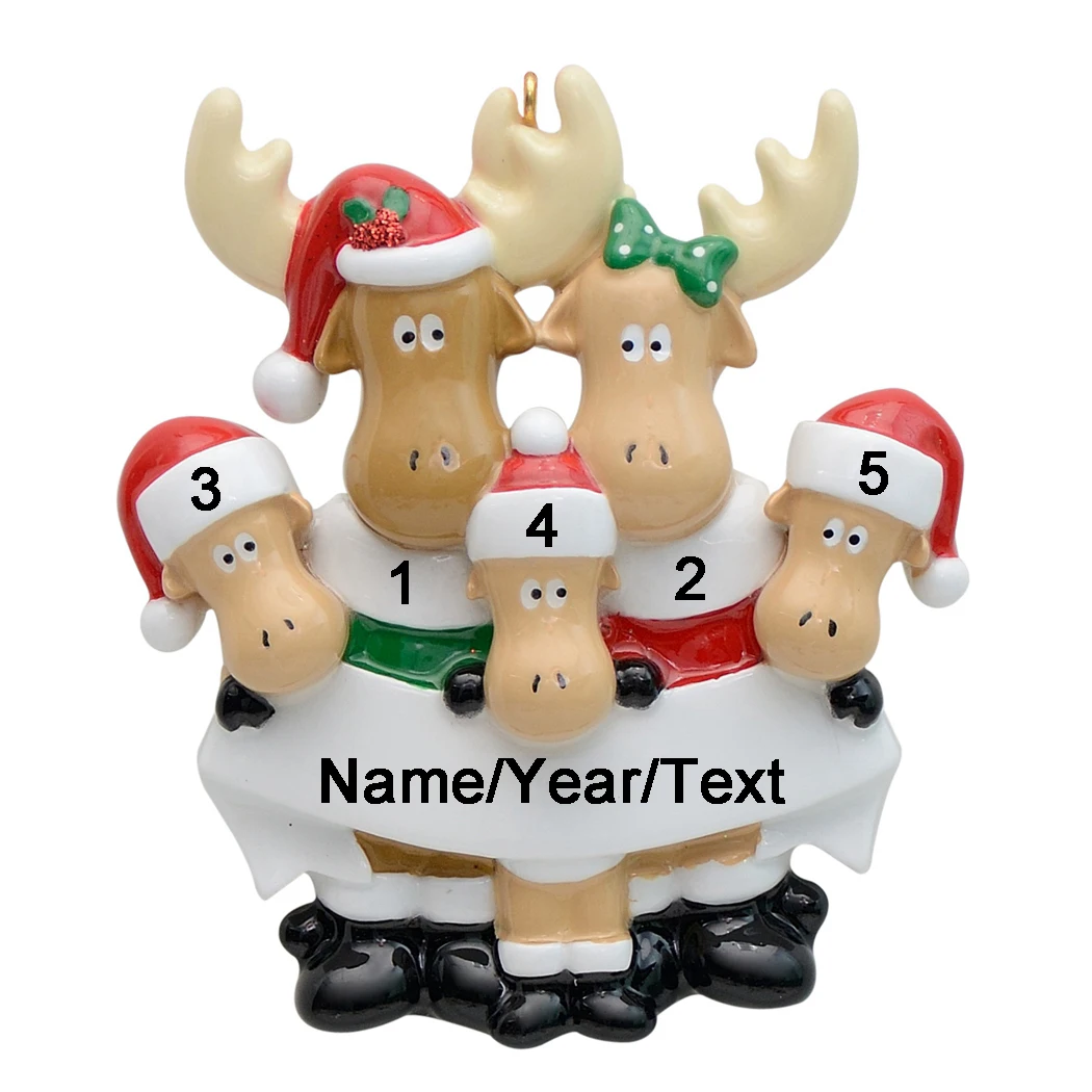 

2021 Рождественское украшение, индивидуальное имя «сделай сам», милая лосящая семья 5, подвеска на рождественскую елку, новогодний подарок дл...
