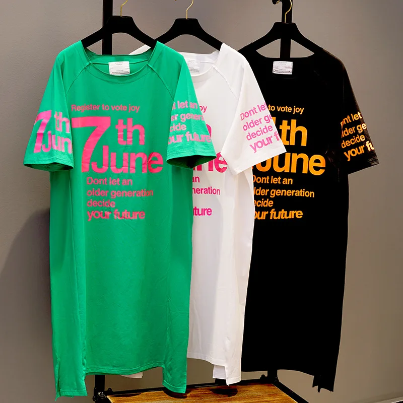 Женская хлопковая футболка с короткими рукавами Повседневная Уличная большого