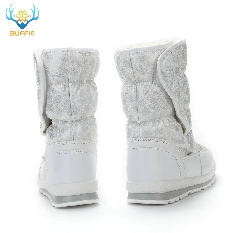 Женские зимние ботинки BUFFIE белые на искусственном меху с противоскользящей