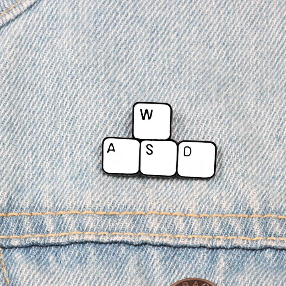 Забавная брошь WASD для клавиатуры игры эмалированная булавка рубашки булавки