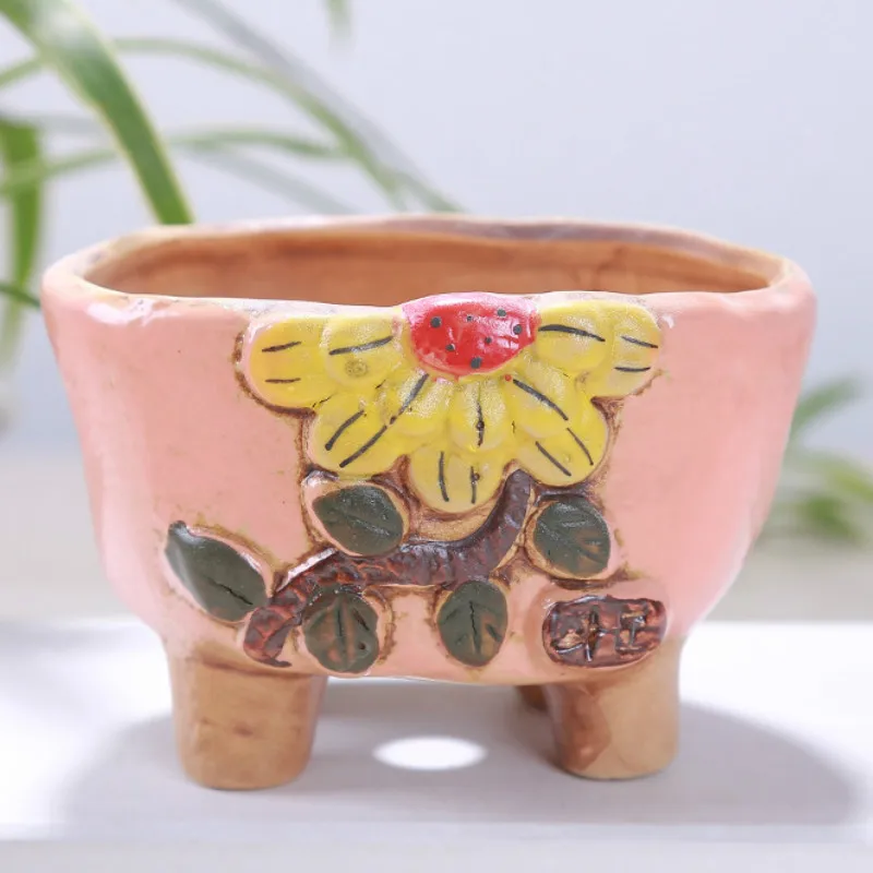 1 шт. креативный маленький свежий милый цветочный горшок Ручная роспись