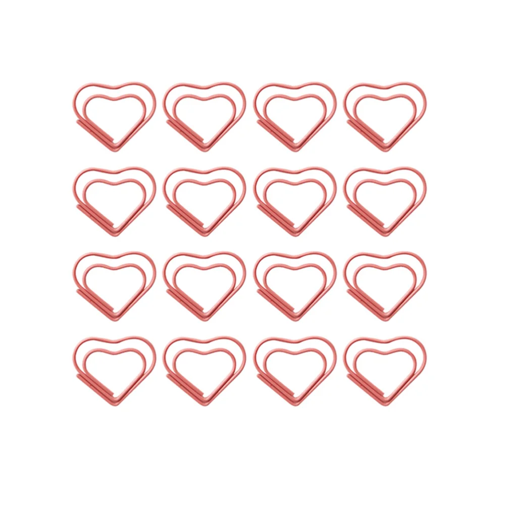 

24pcs Heart Shape Paper Clips Cartoon File Clamps Office Stationery School Supplies Random Color
