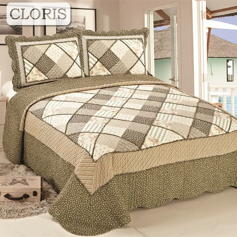 Шелковое место клетчатое постельное белье одеяло Королевский размер