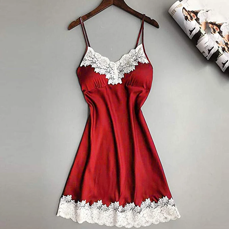 

Women Sexy Lingerie Silk Lace Paddad Push-Up Dress Babydoll Nightdress Nightgown Sleepwear