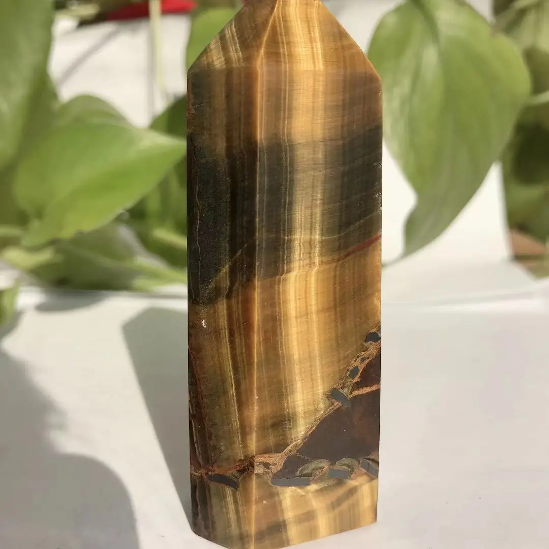 

Beautiful natural tiger eye stone column energy healing Reiki ornaments