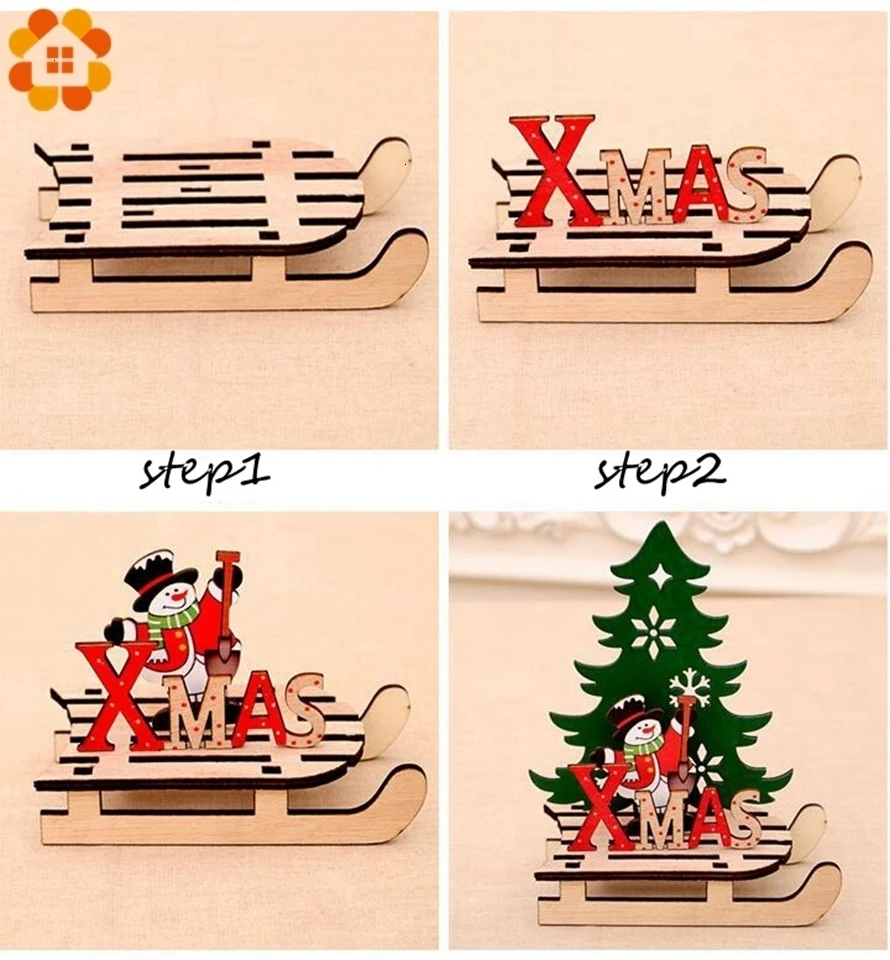 1 шт. Деревянные Подвески в форме рождественской елки DIY Санта-Клаус/Снеговик, Рождественская елка, олень, украшения для рождественской вечеринки, детский подарок