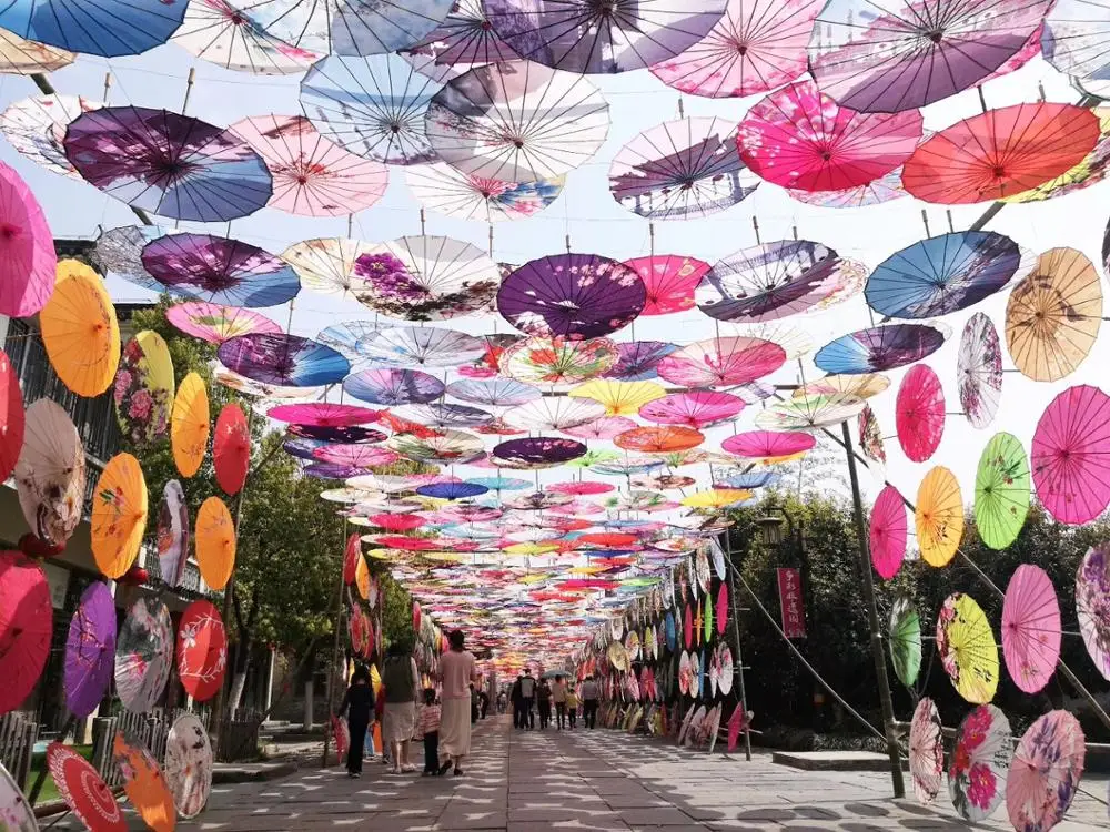 Женский Зонт от дождя китайский фэн шуй декоративный бамбуковый с японским пони