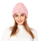 Женская теплая вязаная шапка, утолщенная мягкая Шапка-бини розового и серого цвета, для улицы, зима 2019