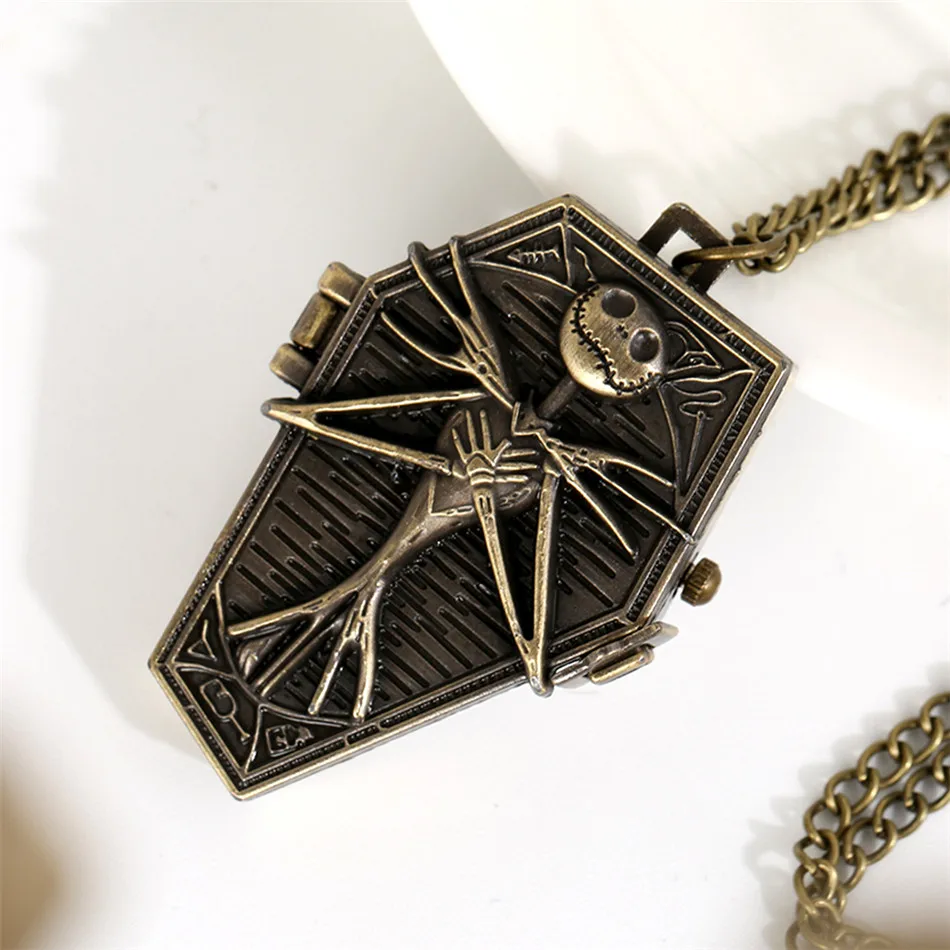 

Popular Nightmare Before Christmas Vintage Quartz Pocket Watch Necklace Pendant for Chirldren Mens Womens Relogio De Bolso Gifts
