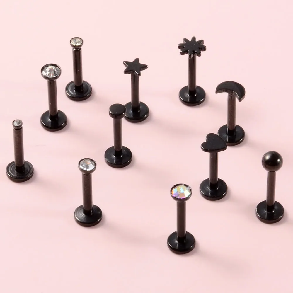 

1Pack Surgical Steel Ear Tragus Cartilage Heart Ball Moon Labrets Lip Stud Ring Ball Ear Lobe Earrings Body Piercing Jewelry