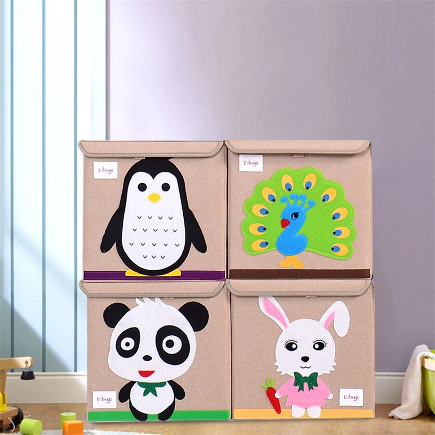 Складной органайзер из ткани Оксфорд с вышивкой в виде животных|Коробки и ящики