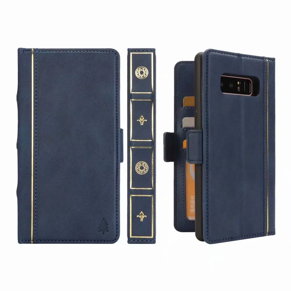 Holy Bible book Style Magnetic Phone Cover for Samsung Galaxy Note 9 Note 8 S9 Plus S8 Plus Retro PU Leather Flip Wallet Case - Цвет: Blue