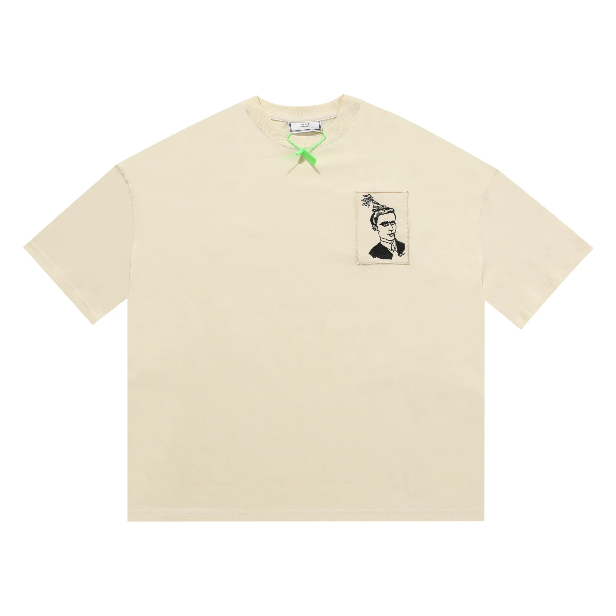 

French AMi Classic Embroidered T Shirts Men Portrait Patch Men Women Short Sleeve Causal T-Shirt Oversized T Shirt Cotton 2021ss