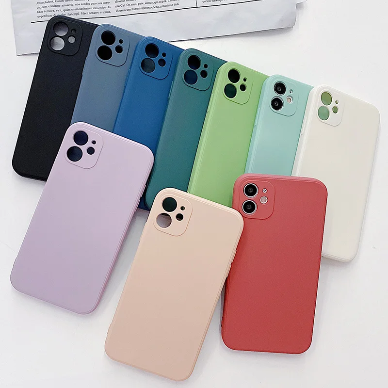 

Luxury Original Square Liquid Silicone Phone Case For iPhone 11 12 Pro Max mini 7 8 6 6S Plus XR X XS MAX SE2 Shockproof Cover