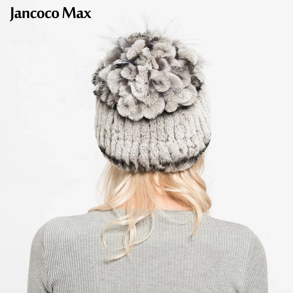 Jancoco Max Женские зимние модные шапки шапочки из натурального меха кролика Рекс
