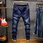 Модные дизайнерские облегающие джинсы, мужские прямые узкие эластичные джинсы, Мужские повседневные байкерские джинсы, Мужские Стрейчевые джинсовые брюки, классические брюки