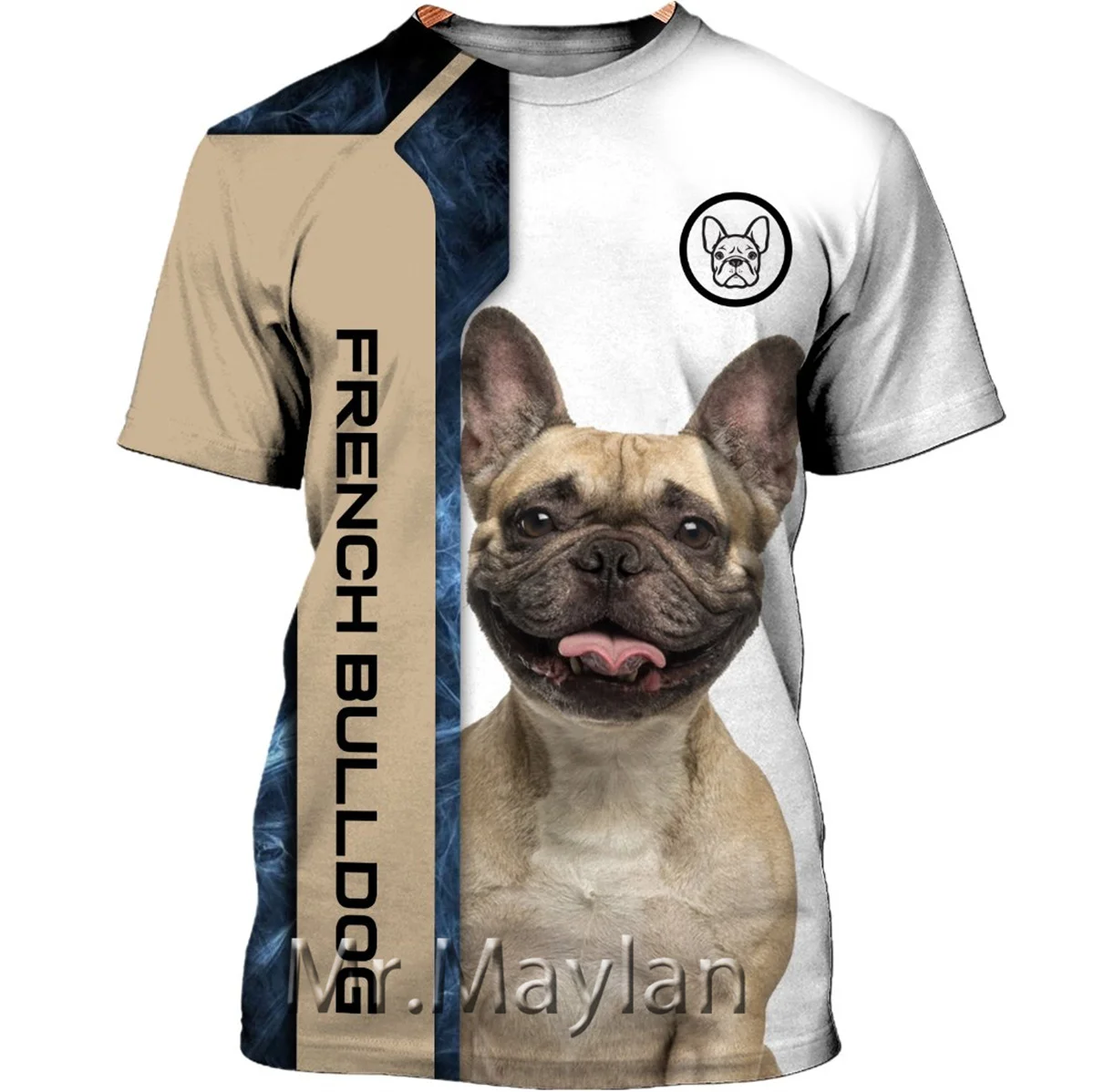 

Спортивная футболка с коротким рукавом, с 3D-принтом в виде французского бульдога, унисекс, модная уличная одежда большого размера, 5XL, одежда...